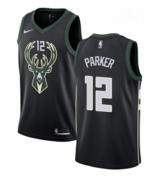 Womens Adidas Milwaukee Bucks 12 Jabari Parker Authentic Black Alternate NBA Jersey Statement Edition