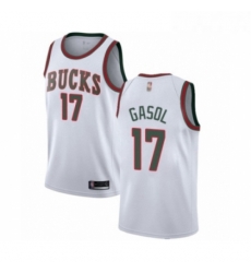Womens Milwaukee Bucks 17 Pau Gasol Authentic White Fashion Hardwood Classics Basketball Jersey 