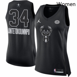 Womens Nike Jordan Milwaukee Bucks 34 Giannis Antetokounmpo Swingman Black 2018 All Star Game NBA Jersey