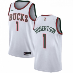 Womens Nike Milwaukee Bucks 1 Oscar Robertson Authentic White Fashion Hardwood Classics NBA Jersey