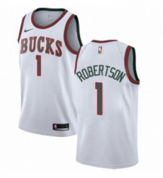 Womens Nike Milwaukee Bucks 1 Oscar Robertson Swingman White Fashion Hardwood Classics NBA Jersey