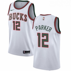 Womens Nike Milwaukee Bucks 12 Jabari Parker Swingman White Fashion Hardwood Classics NBA Jersey