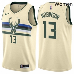 Womens Nike Milwaukee Bucks 13 Glenn Robinson Swingman Cream NBA Jersey City Edition 