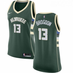 Womens Nike Milwaukee Bucks 13 Malcolm Brogdon Authentic Green Road NBA Jersey Icon Edition 