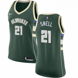 Womens Nike Milwaukee Bucks 21 Tony Snell Swingman Green Road NBA Jersey Icon Edition 
