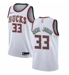 Womens Nike Milwaukee Bucks 33 Kareem Abdul Jabbar Authentic White Fashion Hardwood Classics NBA Jersey 