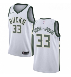 Womens Nike Milwaukee Bucks 33 Kareem Abdul Jabbar Authentic White Home NBA Jersey Association Edition 
