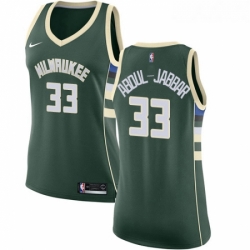 Womens Nike Milwaukee Bucks 33 Kareem Abdul Jabbar Swingman Green Road NBA Jersey Icon Edition 