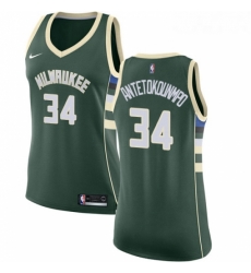 Womens Nike Milwaukee Bucks 34 Giannis Antetokounmpo Authentic Green Road NBA Jersey Icon Edition