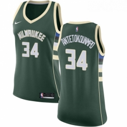 Womens Nike Milwaukee Bucks 34 Giannis Antetokounmpo Authentic Green Road NBA Jersey Icon Edition