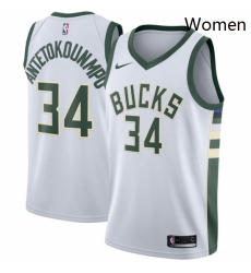 Womens Nike Milwaukee Bucks 34 Giannis Antetokounmpo Swingman White Home NBA Jersey Association Edition