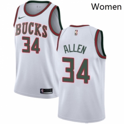 Womens Nike Milwaukee Bucks 34 Ray Allen Swingman White Fashion Hardwood Classics NBA Jersey