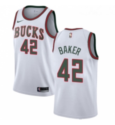 Womens Nike Milwaukee Bucks 42 Vin Baker Authentic White Fashion Hardwood Classics NBA Jersey