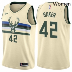 Womens Nike Milwaukee Bucks 42 Vin Baker Swingman Cream NBA Jersey City Edition