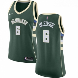Womens Nike Milwaukee Bucks 6 Eric Bledsoe Authentic Green Road NBA Jersey Icon Edition 