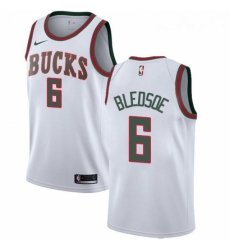 Womens Nike Milwaukee Bucks 6 Eric Bledsoe Swingman White Fashion Hardwood Classics NBA Jersey 