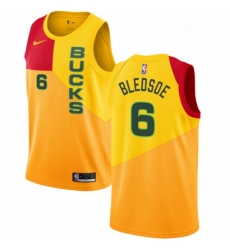 Womens Nike Milwaukee Bucks 6 Eric Bledsoe Swingman Yellow NBA Jersey City Edition 