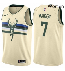 Womens Nike Milwaukee Bucks 7 Thon Maker Swingman Cream NBA Jersey City Edition 
