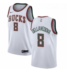 Womens Nike Milwaukee Bucks 8 Matthew Dellavedova Swingman White Fashion Hardwood Classics NBA Jersey 