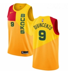 Womens Nike Milwaukee Bucks 9 Donte DiVincenzo Swingman Yellow NBA Jersey City Edition 