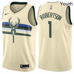 Youth Nike Milwaukee Bucks 1 Oscar Robertson Swingman Cream NBA Jersey City Edition