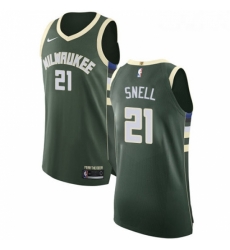 Youth Nike Milwaukee Bucks 21 Tony Snell Authentic Green Road NBA Jersey Icon Edition 
