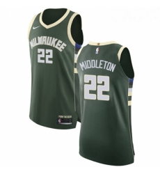 Youth Nike Milwaukee Bucks 22 Khris Middleton Authentic Green Road NBA Jersey Icon Edition 