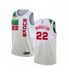 Youth Nike Milwaukee Bucks 22 Khris Middleton White Swingman Jersey Earned Edition 