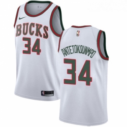 Youth Nike Milwaukee Bucks 34 Giannis Antetokounmpo Swingman White Fashion Hardwood Classics NBA Jersey