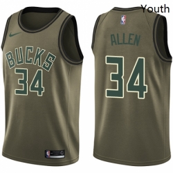 Youth Nike Milwaukee Bucks 34 Ray Allen Swingman Green Salute to Service NBA Jersey