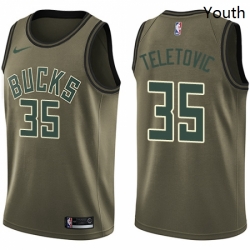 Youth Nike Milwaukee Bucks 35 Mirza Teletovic Swingman Green Salute to Service NBA Jersey