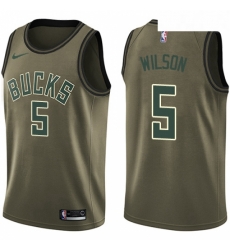 Youth Nike Milwaukee Bucks 5 D J Wilson Swingman Green Salute to Service NBA Jersey 