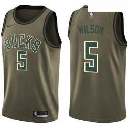 Youth Nike Milwaukee Bucks 5 D J Wilson Swingman Green Salute to Service NBA Jersey 