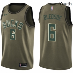Youth Nike Milwaukee Bucks 6 Eric Bledsoe Swingman Green Salute to Service NBA Jersey 