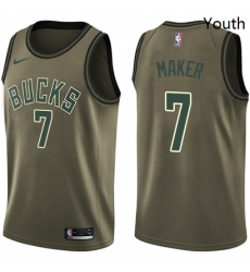 Youth Nike Milwaukee Bucks 7 Thon Maker Swingman Green Salute to Service NBA Jersey 