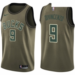 Youth Nike Milwaukee Bucks 9 Donte DiVincenzo Swingman Green Salute to Service NBA Jersey 