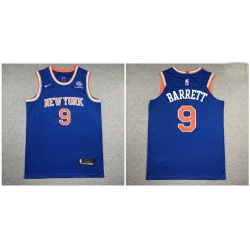 Knicks 9 R J  Barrett Blue Nike Authentic Jersey