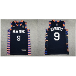 Knicks 9 R J  Barrett Navy City Edition Nike Authentic Jersey