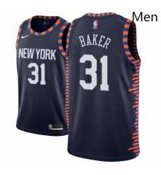 Men NBA 2018 19 New York Knicks 31 Ron Baker City Edition Navy Jersey 