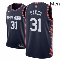 Men NBA 2018 19 New York Knicks 31 Ron Baker City Edition Navy Jersey 
