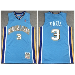 Men New Orleans Hornets 3 Chris Paul 2005 06 Light Blue Throwback Stitched Jersey
