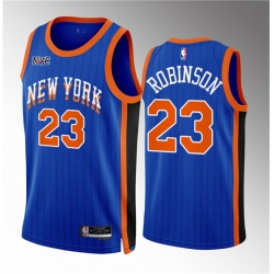 Men New Yok Knicks 23 Mitchell Robinson Blue 2023 24 City Edition Stitched Basketball Jersey