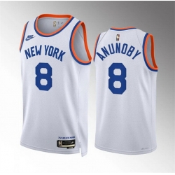 Men New Yok Knicks 8 OG Anunoby White 2021 22 City Edition Stitched Basketball Jersey