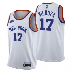 Men New York Knicks 17 Luca Vildoza Men Nike Releases Classic Edition NBA 75th Anniversary Jersey White