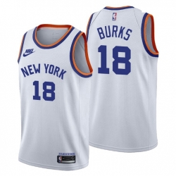 Men New York Knicks 18 Alec Burks Men Nike Releases Classic Edition NBA 75th Anniversary Jersey White