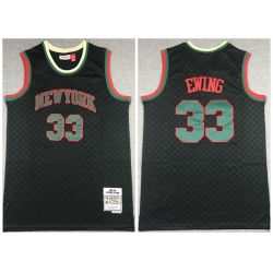 Men New York Knicks 33 Patrick Ewing Black Throwback Stitched Jersey