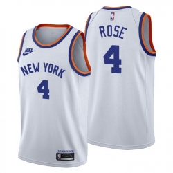 Men New York Knicks 4 Derrick Rose Men Nike Releases Classic Edition NBA 75th Anniversary Jersey White