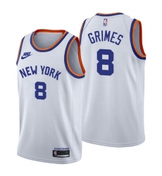Men New York Knicks 8 Quentin Grimes Men Nike Releases Classic Edition NBA 75th Anniversary Jersey White
