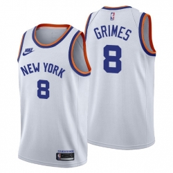 Men New York Knicks 8 Quentin Grimes Men Nike Releases Classic Edition NBA 75th Anniversary Jersey White