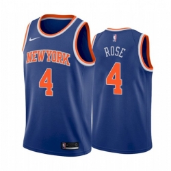 Men New York Knicks Derrick Rose 4 Icon Edition Blue Jersey